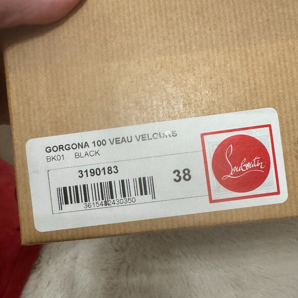 Christian Louboutin Gorgona 100 Veau Velours Black Bootie Size 38 - Picture 15 of 16